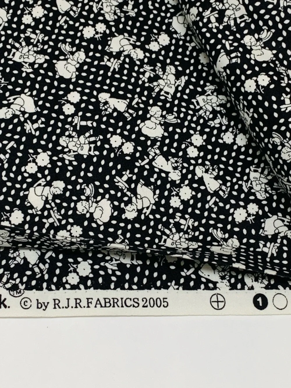 RJR Fabrics 1930s Repro Children’s Print Black & White Cotton Quilt Fabric
